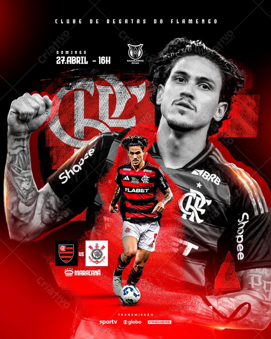 Flyer Flamengo x Corinthians 27 Abril PSD Editável