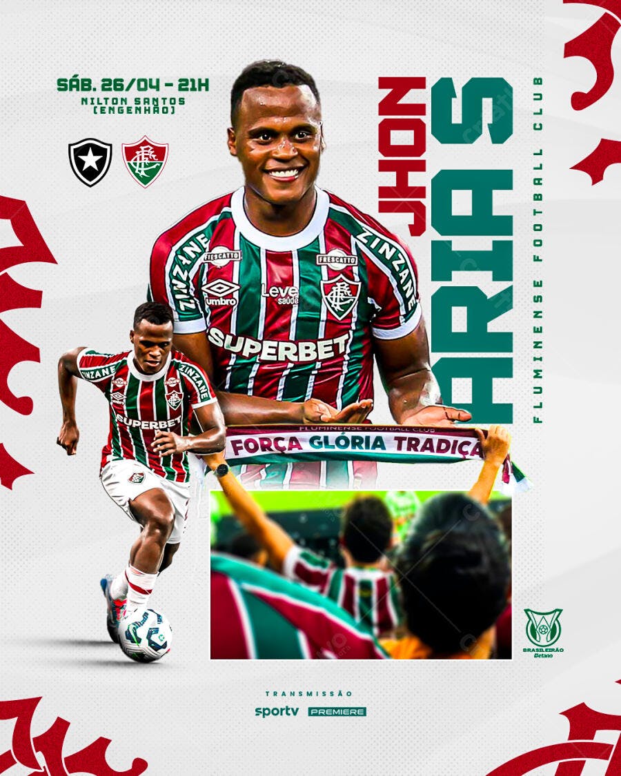 Flyer Jogo de Futebol Fluminense PSD Editável
