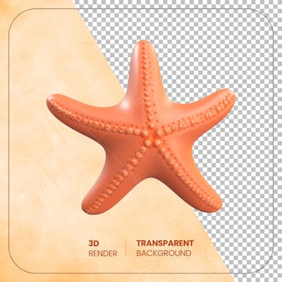 Estrela-do-mar 3D cartoon isolada em fundo transparente
