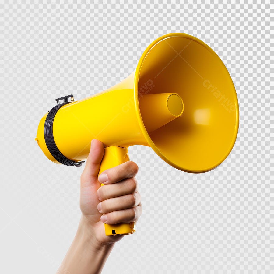 Megafone Amarelo PSD Editável para Anúncios Promocionais