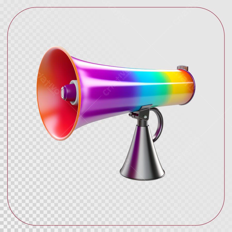 Megafone Arco-Íris para Anúncios PSD Editável