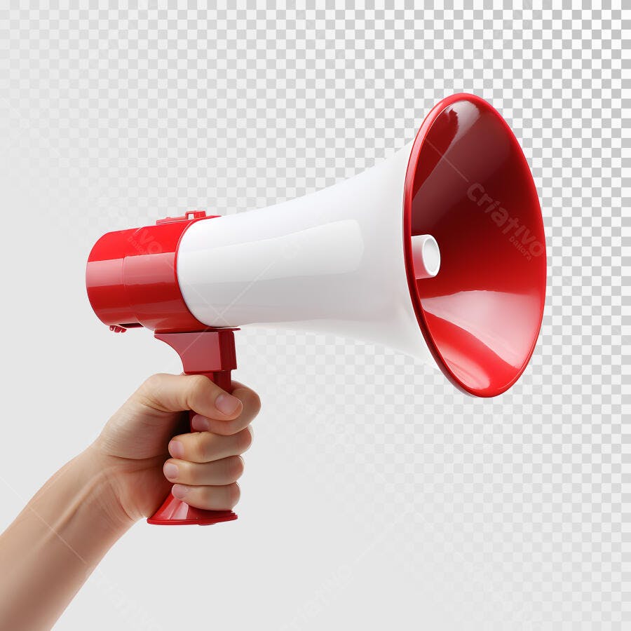 Megafone Vermelho e Branco PSD Editável