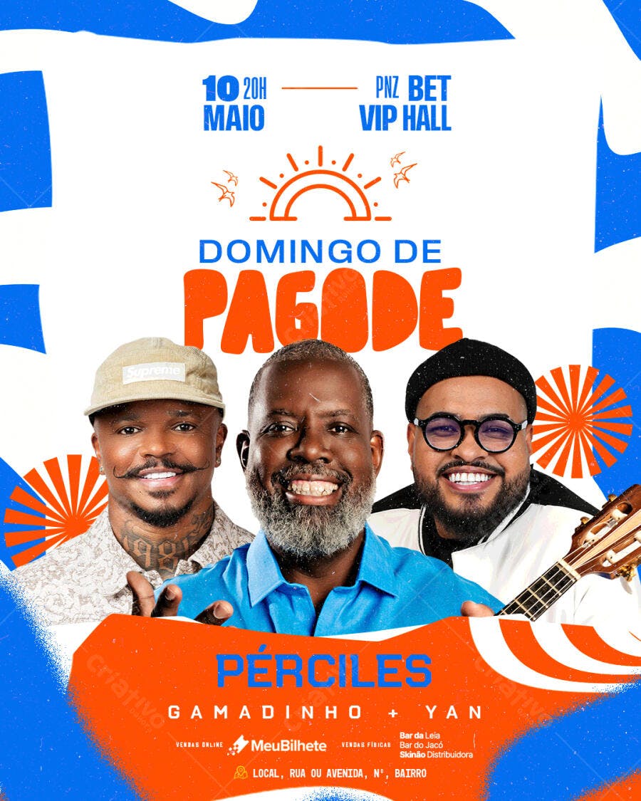 Flyer Domingo de Pagode 10 de Maio PSD Editável