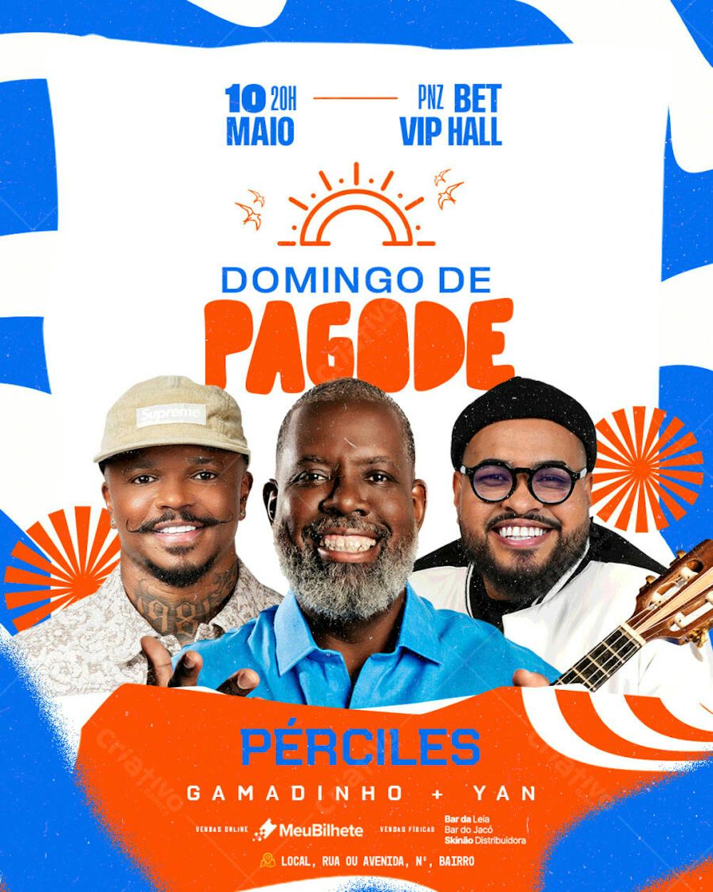 FLYER EVENTO DOMINGO DE PAGODE FEED PSD EDITÁVEL