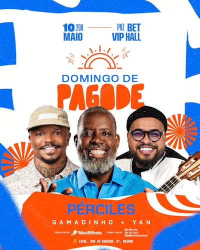 FLYER EVENTO DOMINGO DE PAGODE FEED PSD EDITÁVEL