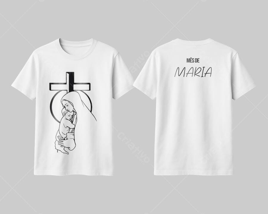 Camiseta Mês de Maria PSD Editável