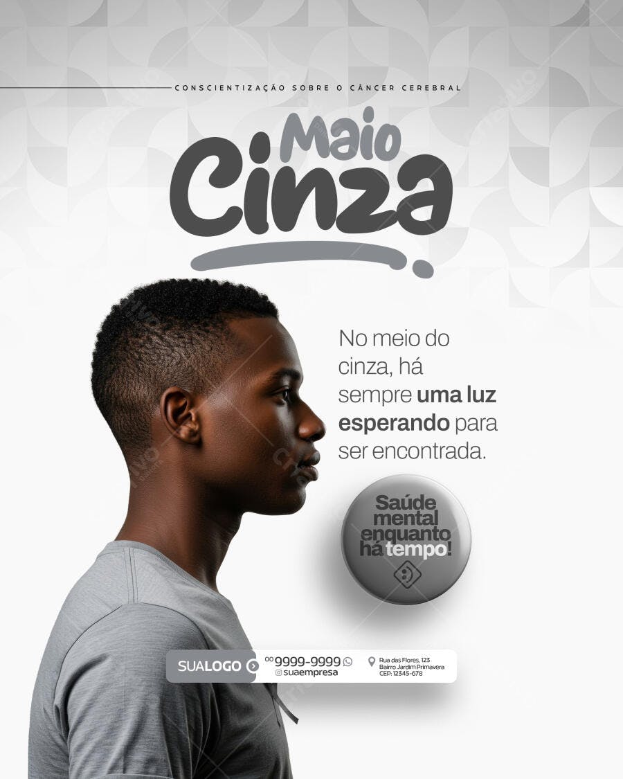 Poster Maio Cinza Conscientização PSD Editável