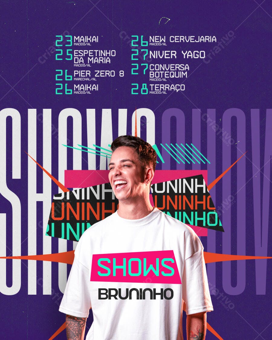 Flyer para Shows Bruninho PSD Editável