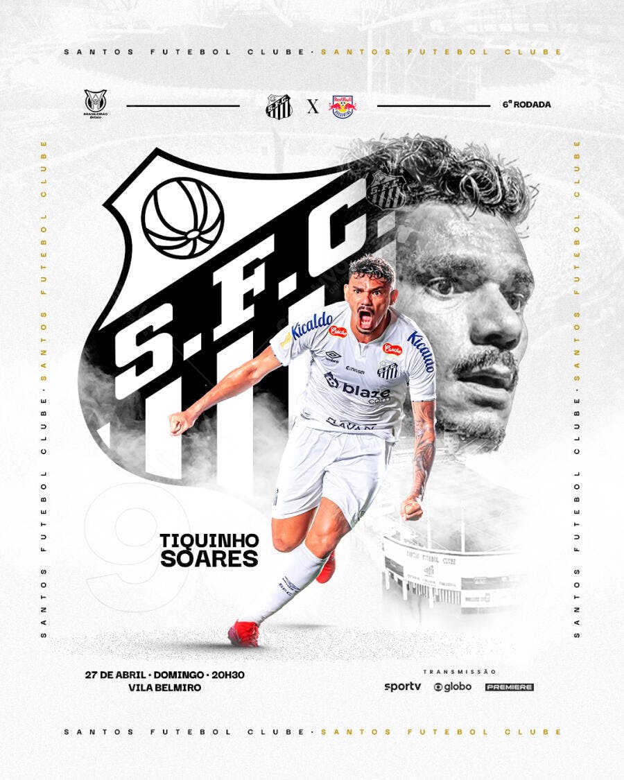 Flyer Santos x Red Bull Bragantino PSD Editável