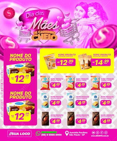 Encarte Ofertas Dia das Mães Redes Sociais Editável
