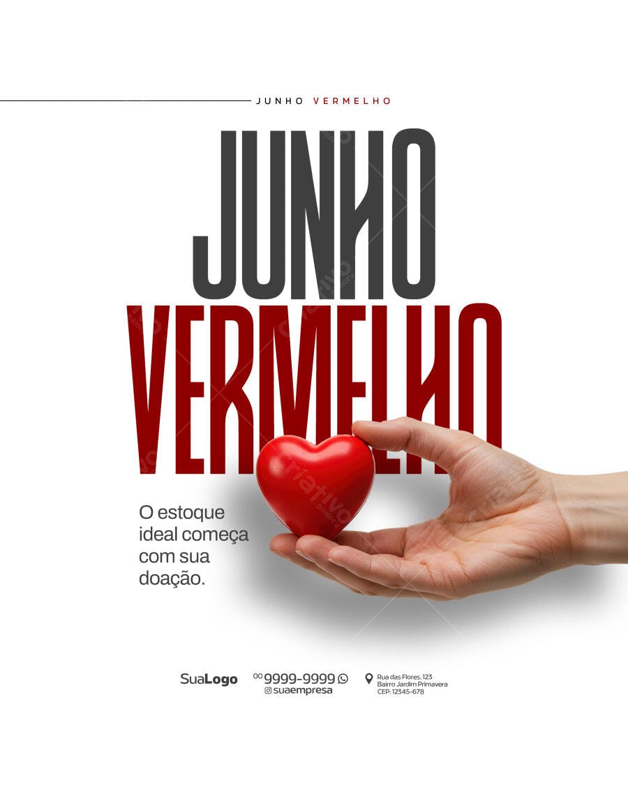 Flyer Junho Vermelho PSD Editável