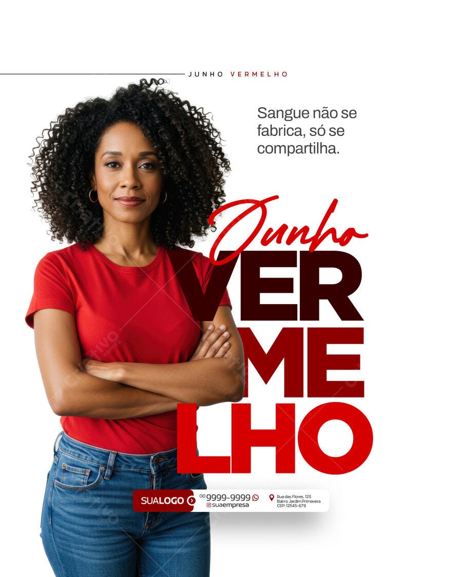 Post para Junho Vermelho PSD Editável