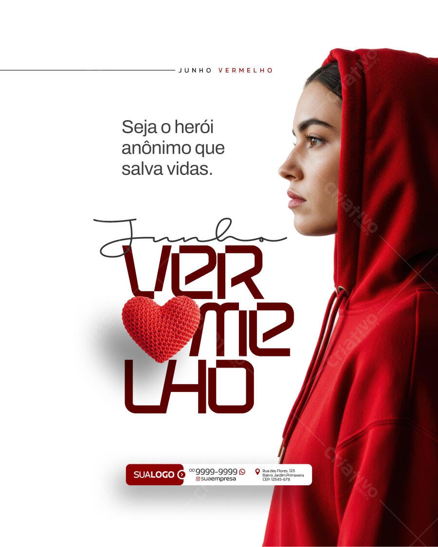 Post para Junho Vermelho PSD Editável