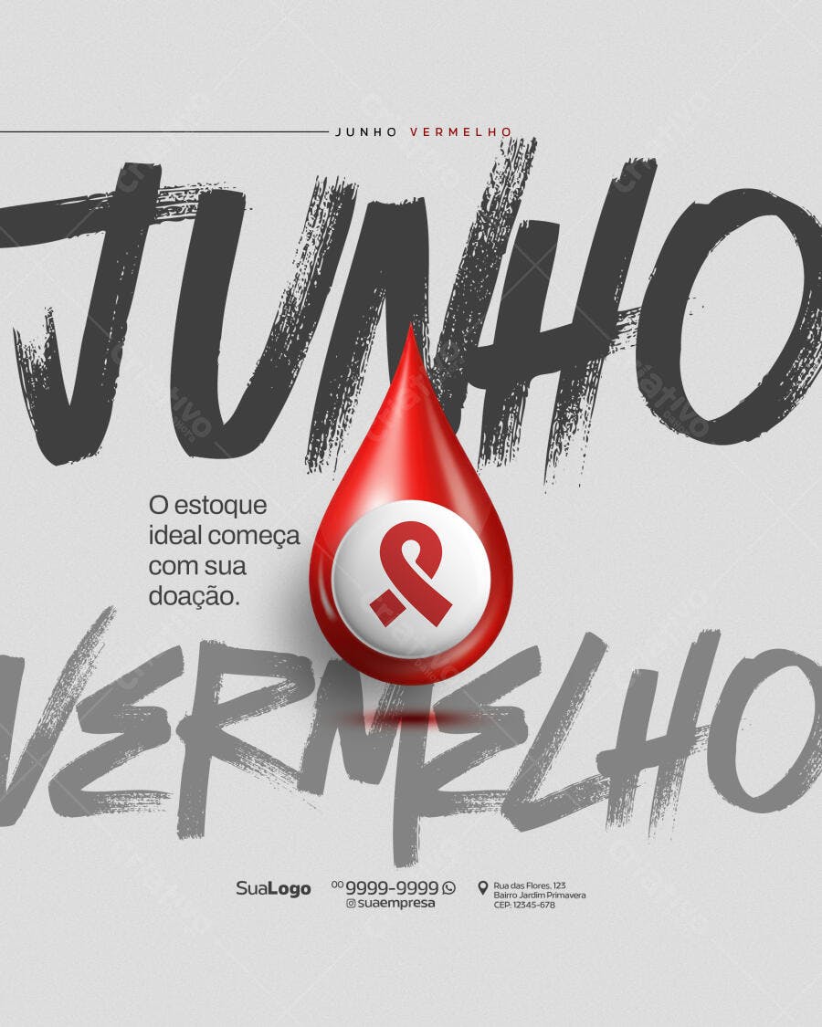 Flyer Junho Vermelho PSD Editável