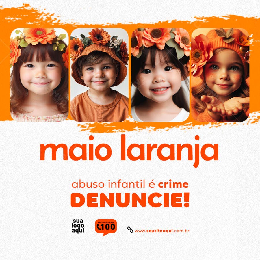 Postagem Maio Laranja PSD Editável