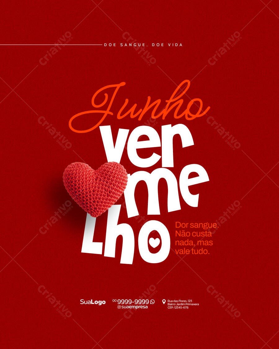 Flyer Junho Vermelho PSD Editável