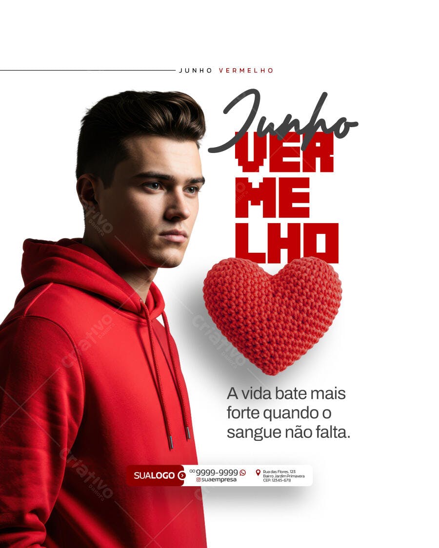 Flyer Junho Vermelho PSD Editável