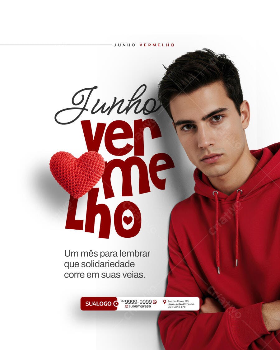Post para Junho Vermelho PSD Editável