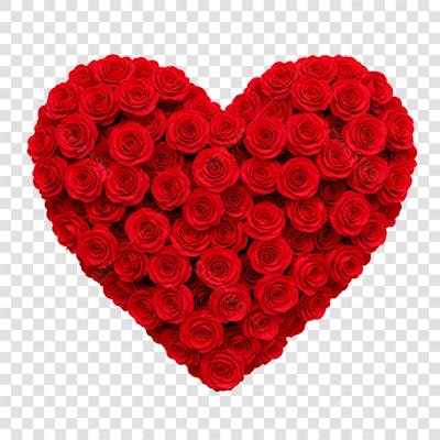 Coração feito com flores vermelhas em png