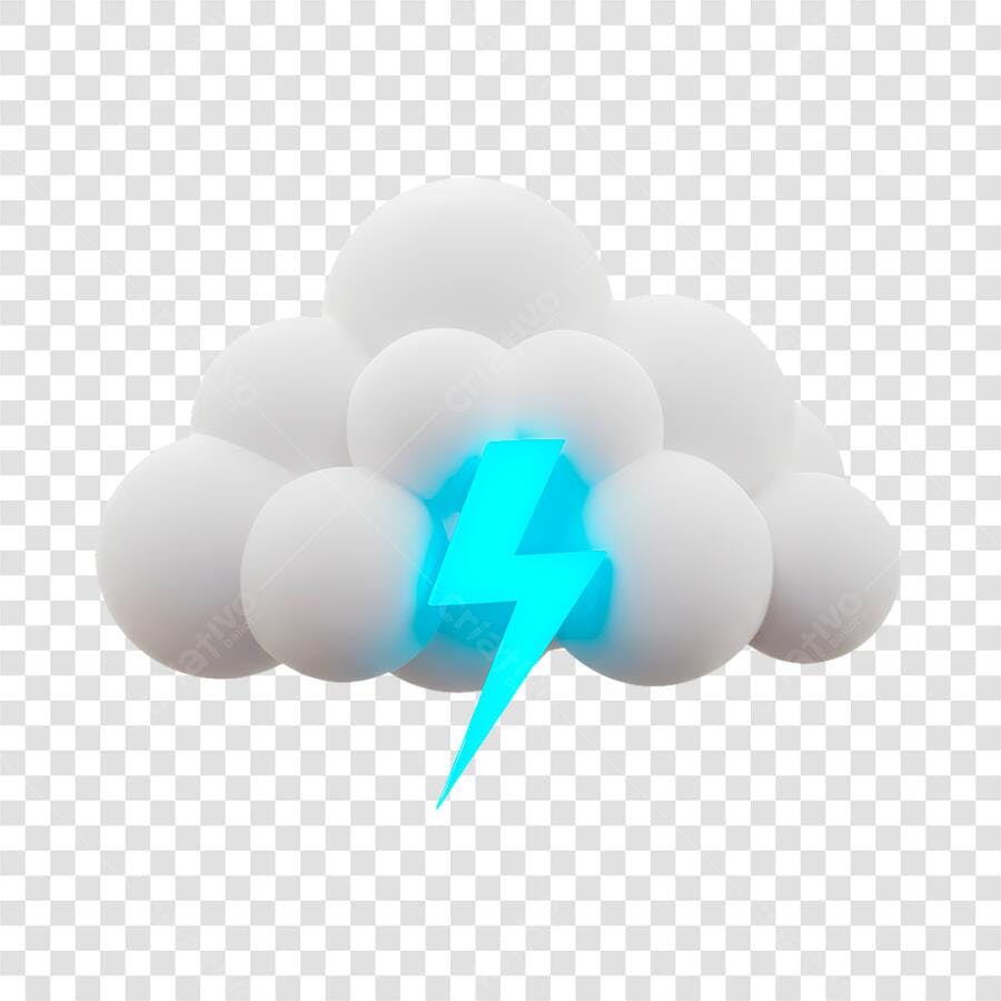 Icone Nuvem com Raio PNG com fundo transparente