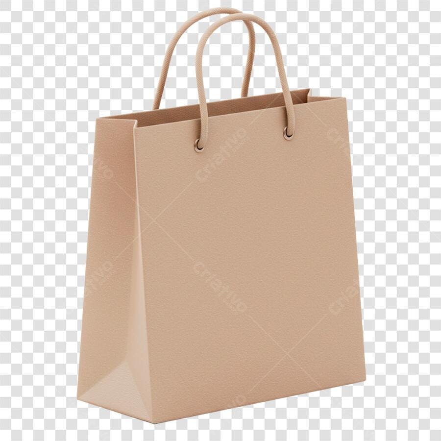 Mockup Sacola de Compras Bege PNG com fundo transparente