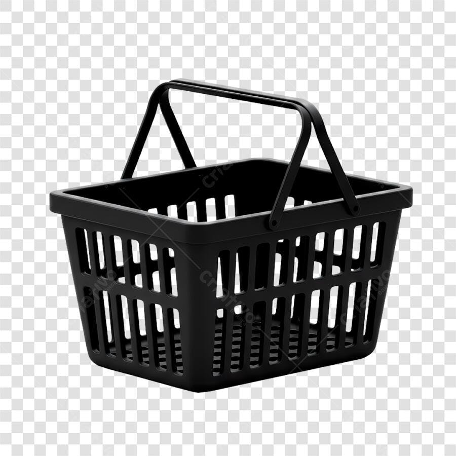 Mockup Cesta de Compras Preta PNG com fundo transparente
