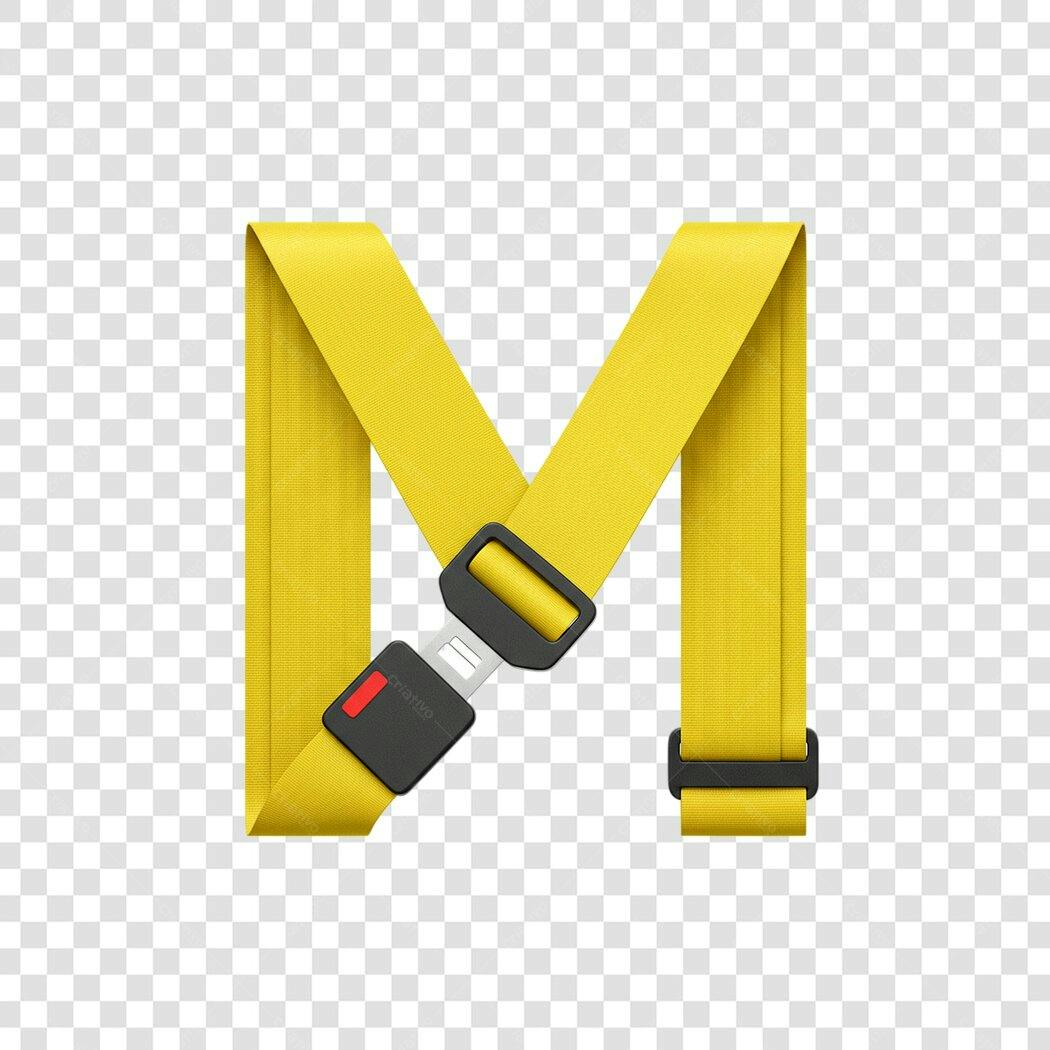Logo letra M cinto segurança amarelo PNG com fundo transparente