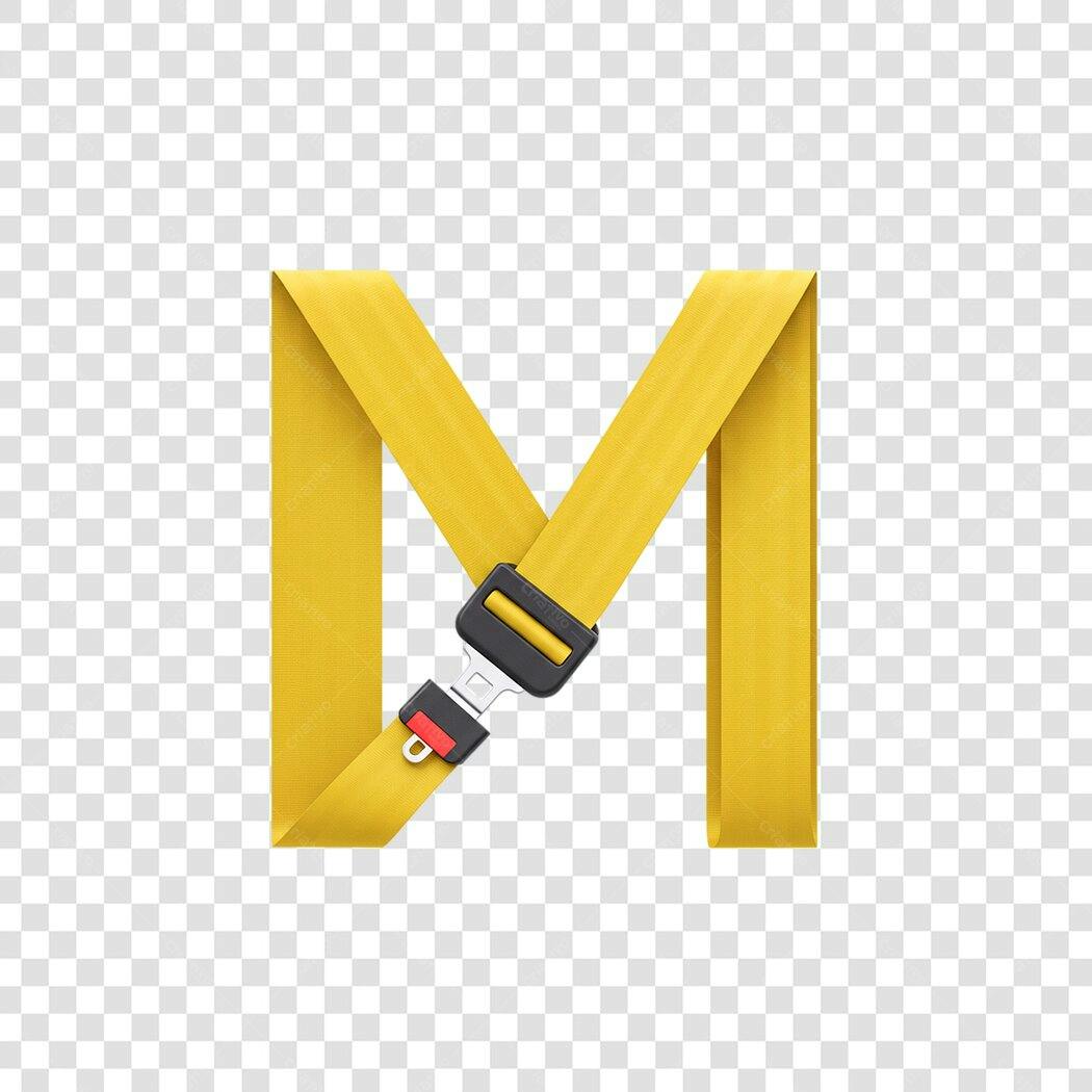 Logo letra M cinto segurança amarelo PNG com fundo transparente