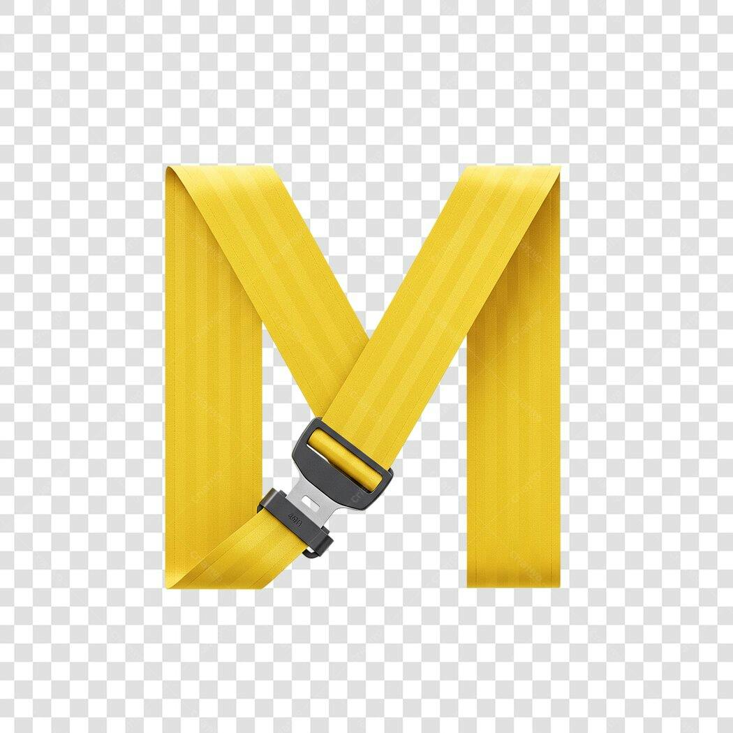 Logo PNG com fundo transparente Letra M Cinto Segurança Amarelo