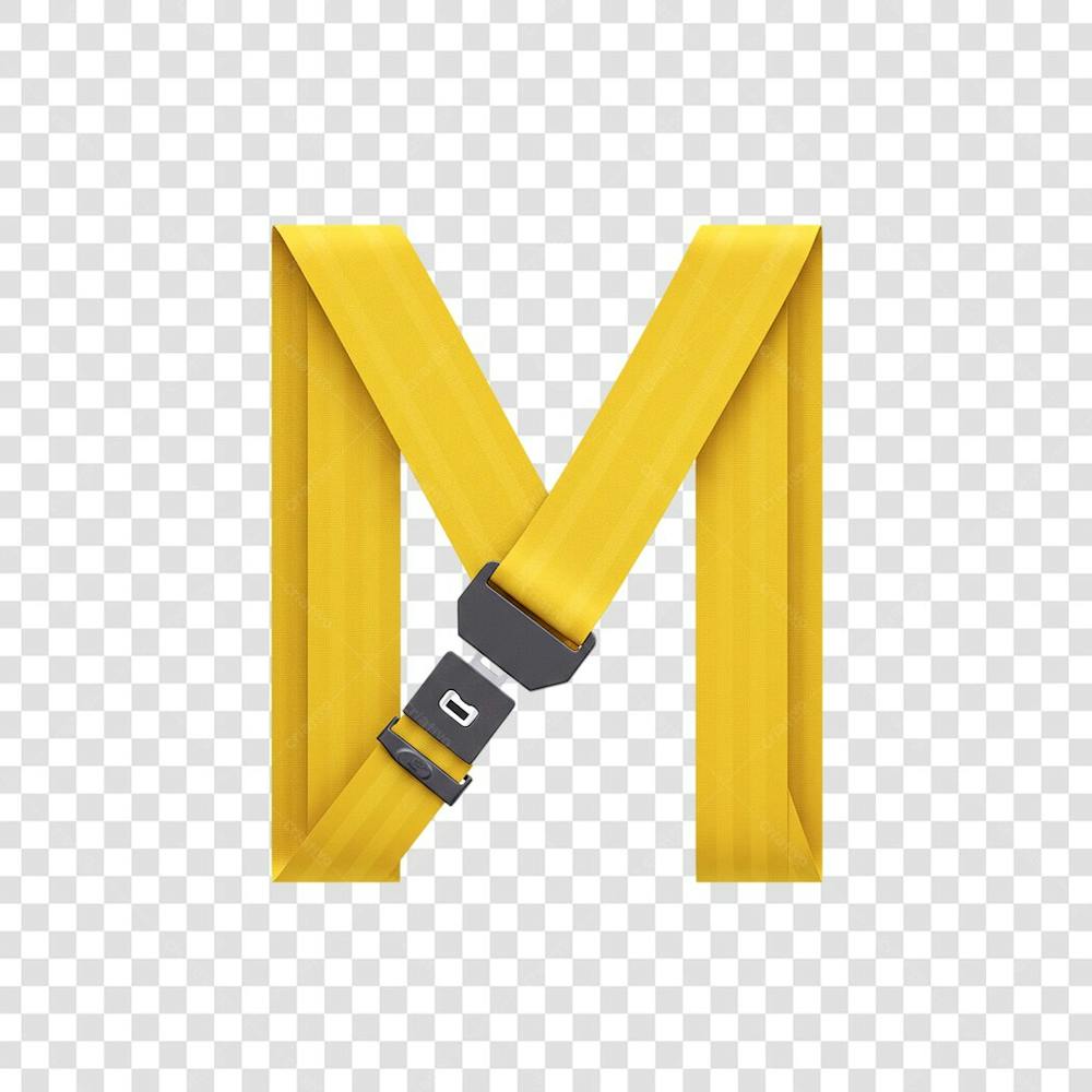 Cinto de Segurnça em Formato de M representando Maio Amarelo a