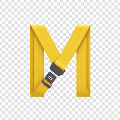 Cinto de Segurnça em Formato de M representando Maio Amarelo a