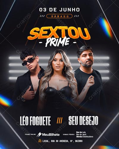 FLYER EVENTO SEXTOU PRIME FEED PSD EDITAVEL