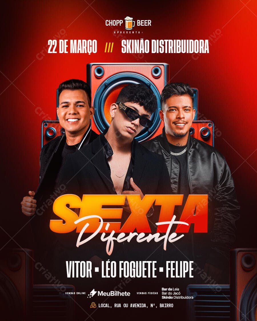 Flyer Festa Musical 22 de Março PSD Editável
