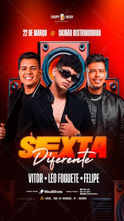 FLYER EVENTO SEXTA DIFERENTE STORY PSD EDITÁVEL