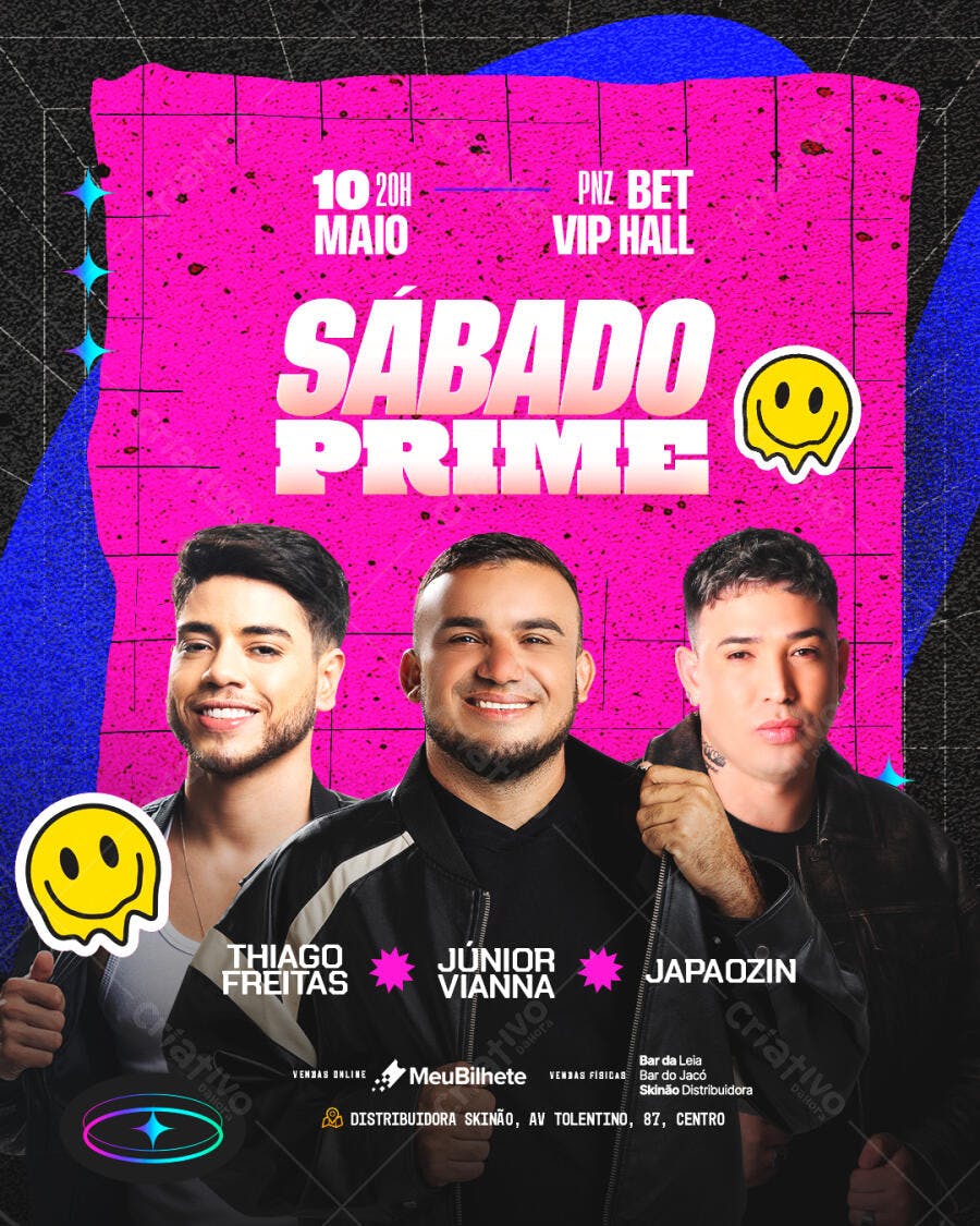 Flyer para Festa Sábado Prime 10 de Maio PSD Editável