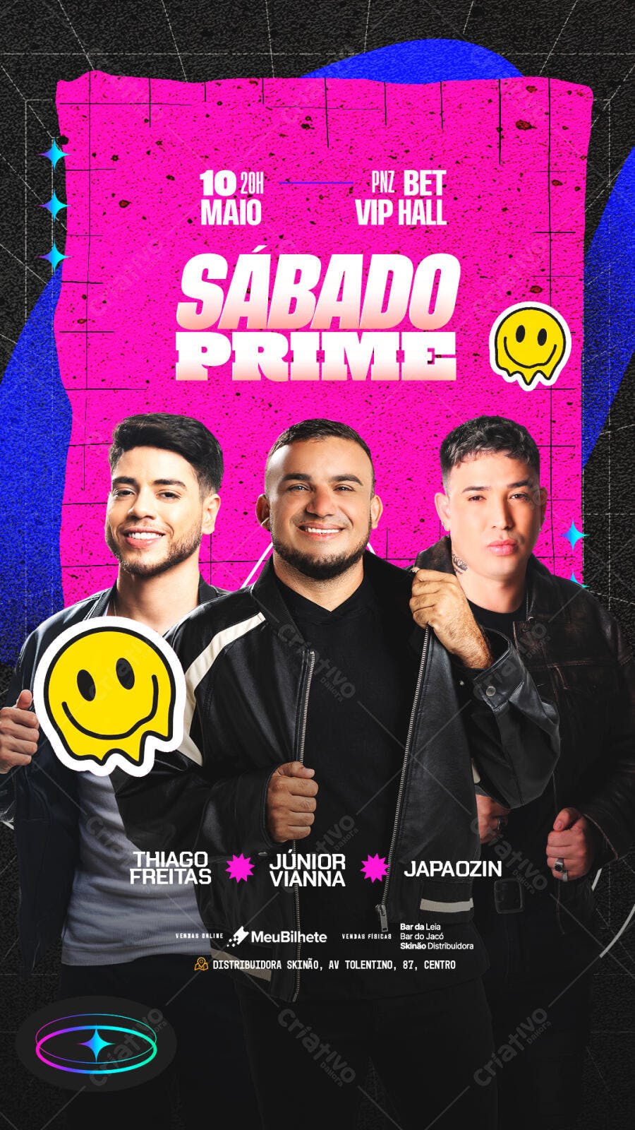 Flyer para Festa Sábado Prime 10 de Maio PSD Editável