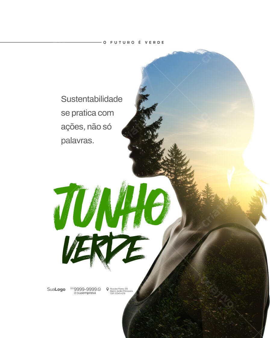 Flyer Junho Verde PSD Editável