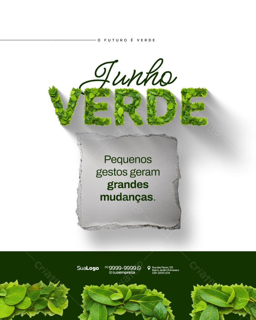 Flyer Junho Verde PSD Editável