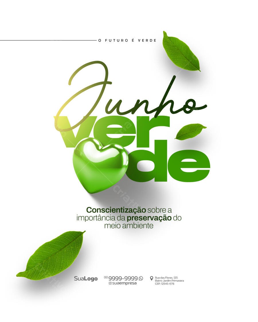 Flyer Junho Verde PSD Editável