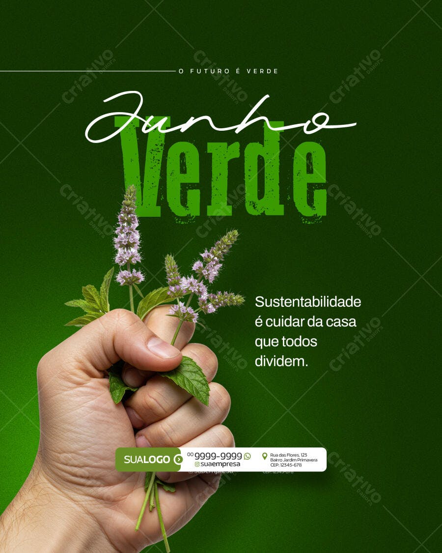 Flyer Junho Verde PSD Editável