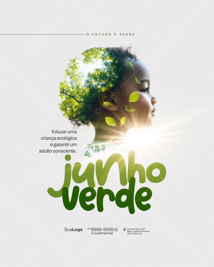 Flyer Junho Verde PSD Editável