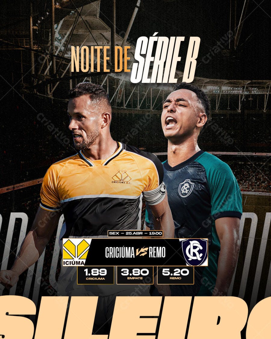 Flyer Jogo de Futebol Série B PSD Editável