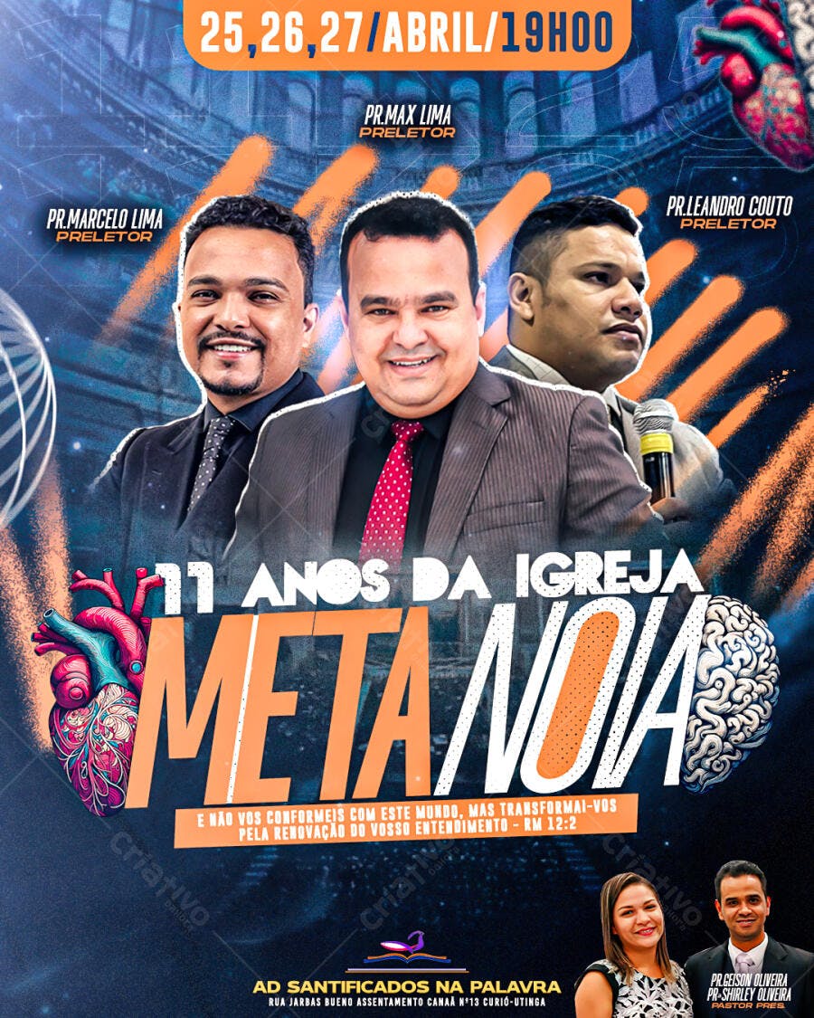 Flyer Igreja Aniversário 11 Anos PSD Editável
