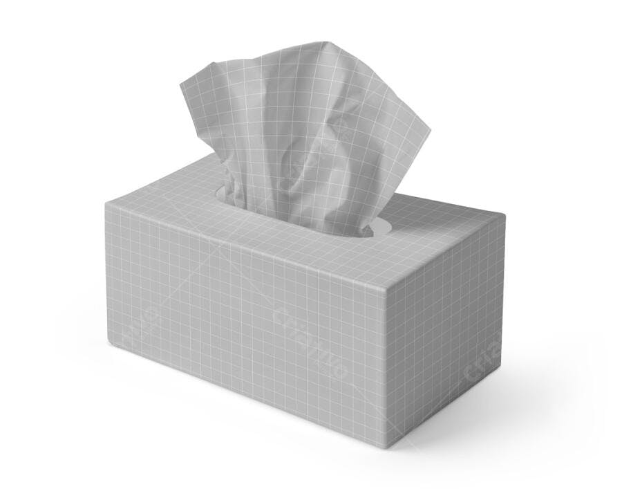 Mockup de Caixa de Lenços de Papel em Tons de Cinza