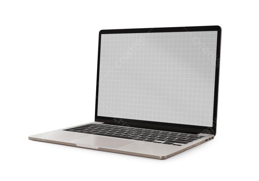 Mockup Notebook Moderno: Tela em Grade, Prata e Preto
