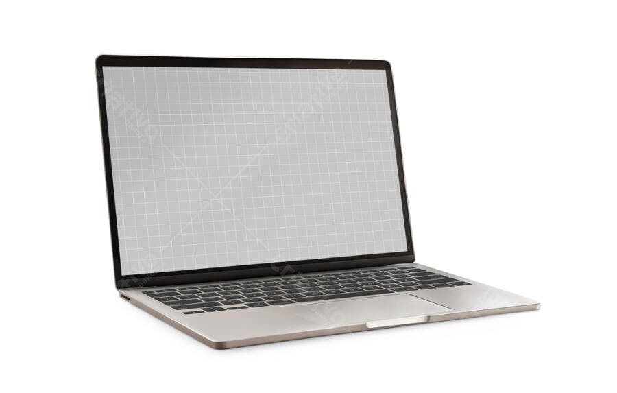 Mockup Notebook Moderno Prata - Tela em Grade