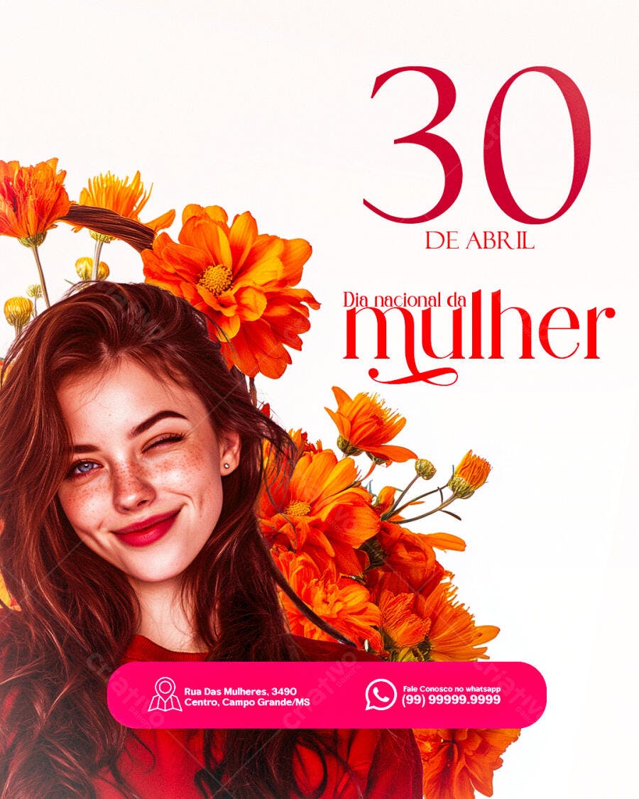 Flyer Dia Nacional da Mulher PSD Editável