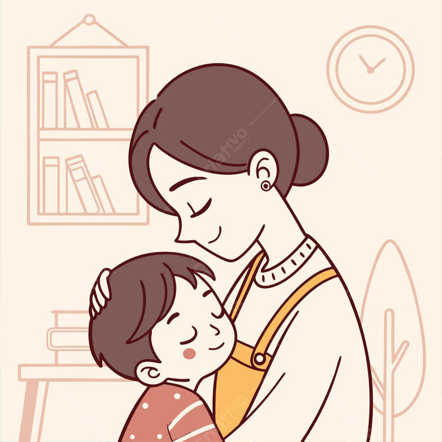 Ilustração vetorial Mãe e Filho em estilo minimalista