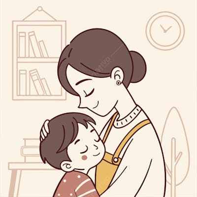 Dia das Mães - Mãe e filho abraçados felizes