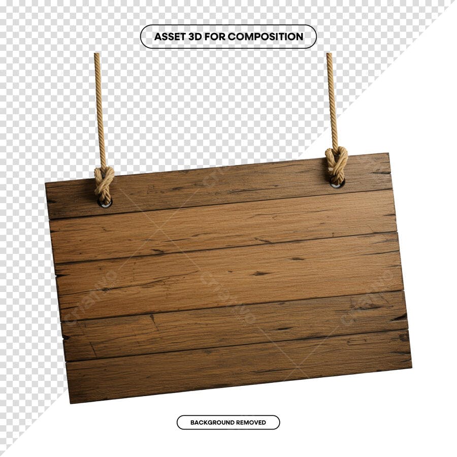 Placa de Madeira Suspensa PSD Editável